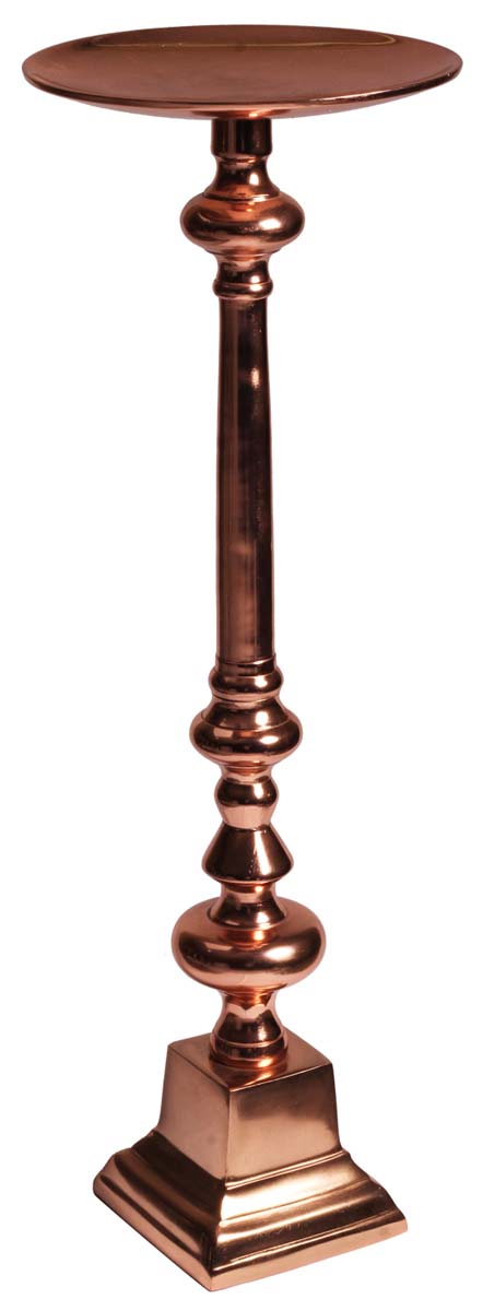24” Aluminum Pedestal Candle-Holder – Copper Finish – Wholesale Vintage-Look Décor / Housewarming Gifts